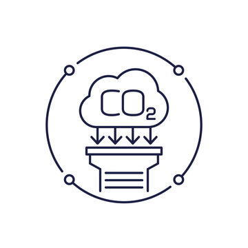 recommend clip art: carbon capture icon, co2 gas reduction line vector