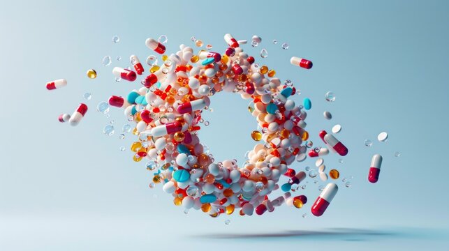 Ring made from medical pills. Symbol of addiction to drugs and medications