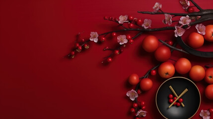 AI generated illustrations of traditional Chinese New Year still life - 790153576