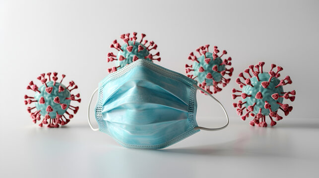 Doctor mask and corona virus protection isolated on white, generative ai