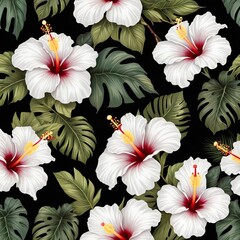 seamless background with white flowers - 790154135