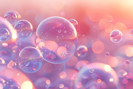 Soap bubbles floating in the air background.