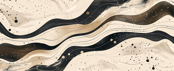 Abstract linear background with waves and splashes in beige and