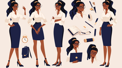 African american black businesswoman lady character