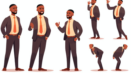 African American Businessman character different po