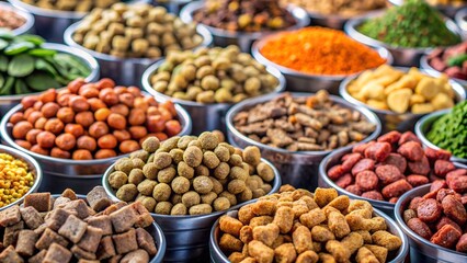 сортировка разных кормов для домашних животных.