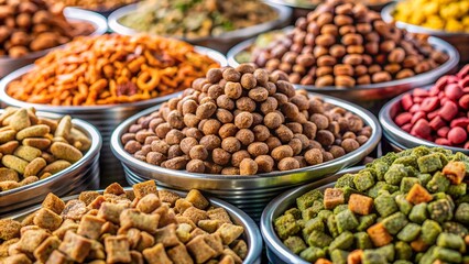 сортировка разных кормов для домашних животных.