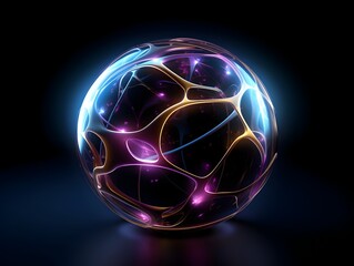 Luminous Ethereal Sphere Representing Technological Innovation and Neural Connections