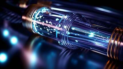 Luminous Fiber Optic Cables Representing the Interconnected Quantum Computing Network System of Global Intelligence and Data Transfer