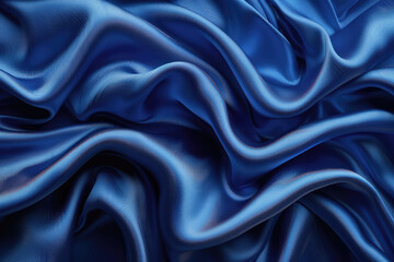 A blue background with a dark gradient, flowing fabric texture that is smooth and shiny with a three-dimensional look. Created with Ai