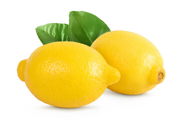 Ripe lemons isolated on white background with full depth of field.