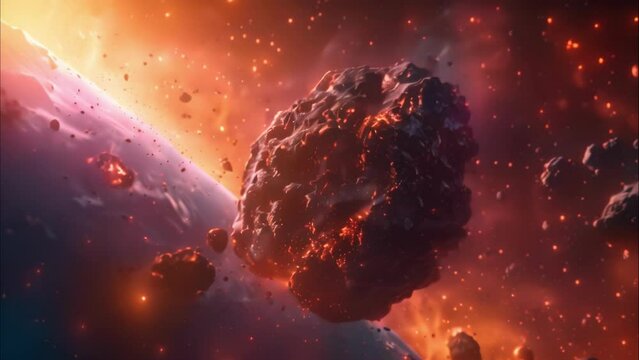 Interesting red asteroid. video 4k