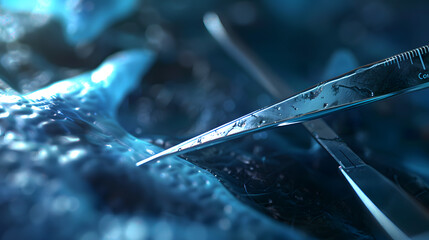 An up-close look at a surgeons scalpel during an operation. underscoring its precision and reliability in medical conditions.