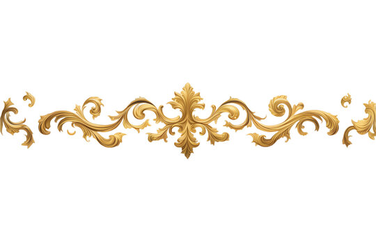 Rodap&eacute; dourado retr&ocirc;, elemento cl&aacute;ssico de ornamento, molduras retr&ocirc; dourados. Vetor de decora&ccedil;&atilde;o de moldura, capa, casamento e certificado. Decora&ccedil;&atilde;o vintage bonita e elegante.