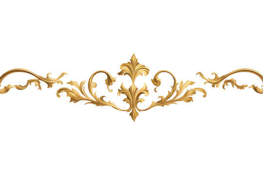 Rodap&eacute; dourado retr&ocirc;, elemento cl&aacute;ssico de ornamento, molduras retr&ocirc; dourados. Vetor de decora&ccedil;&atilde;o de moldura, capa, casamento e certificado. Decora&ccedil;&atilde;o vintage bonita e elegante.