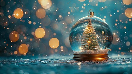 Enchanted Miniature Christmas Tree Encased in Snow Globe
