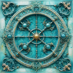 Zodiac symbols with intricate details and ornate patterns. The essence, interwoven with a delicate thread, is Aries, Taurus, Gemini, Cancer, Leo, Virgo, Libra, Scorpio,Sagittarius, Capricorn, Aquariu