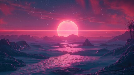 Synthwave vibe Wallpaper and Background - obrazy, fototapety, plakaty