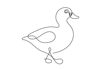 Duck Line Art. Simple Silhouette Outline Bird Symbol Contour Hand Drawn Curve Line Decoration