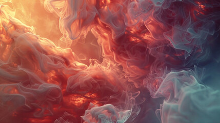Ethereal wisps of smoke dance in a void, forming mesmerizing shapes. - obrazy, fototapety, plakaty