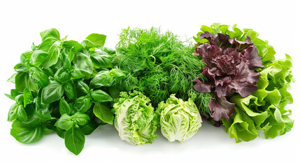 Healthy, natural, dietary food rich in vitamins. Herbs and vegetables on a light background. - obrazy, fototapety, plakaty