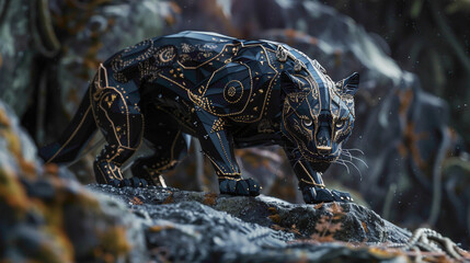 Black panther looking in angry mode. black panther looking angry style. black angry panther close up view.