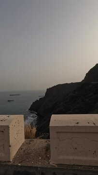 view from the road of the rocky coast and the sea. travel and adventure concept