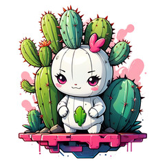 kawaii Graffiti abstract Cactus logo modern art for t-shirt