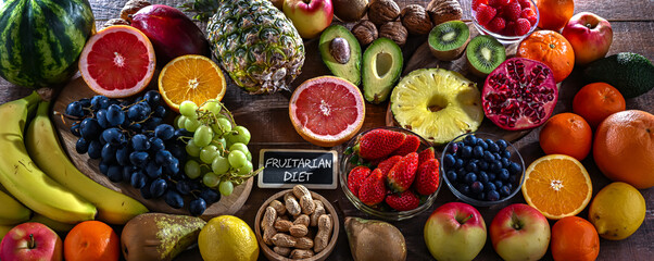 Food products representing the fruitarian diet - 790173132