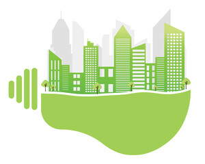 eco city green eco concept. Ecology concept,the world is in the energy saving light bulb green,vector illustration. green eco city