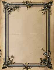 An ornate vintage parchment design, featuring elegant floral motifs and classic scrollwork - obrazy, fototapety, plakaty