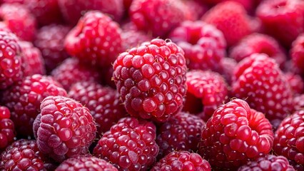 colorful background of fresh raspberries. view from above