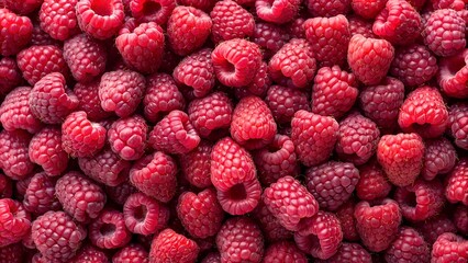 colorful background of fresh raspberries. view from above