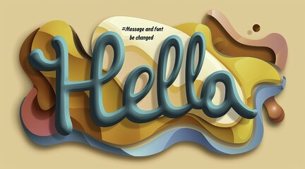 Retro Groovy 'Hello' Vector Illustration with Abstract Background and Bold Colors