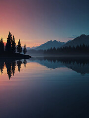 Fototapeta premium sunrise on the lake