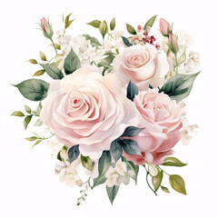 rose spring flower bouquet watercolor clip art