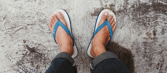 Flip-flops worn by men