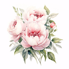 peony spring flower bouquet watercolor clip art