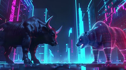 3D Bull and Bear: A Visual Metaphor for Financial Market Competition
