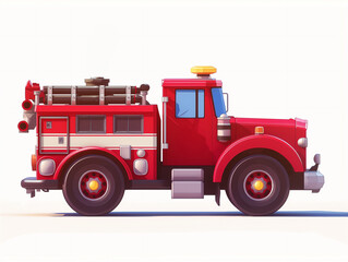 Illustration of fire engine on white
