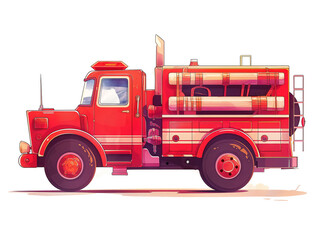 Fire engine illustration on white