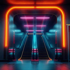 Foto op Plexiglas moving escalator in station © Anna_Byndiu