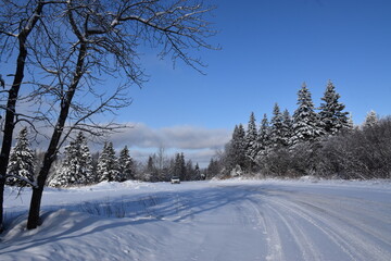 A country road in winter, Sainte-Apolline, Québec, Canada