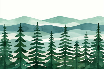 forest landscape with mountains