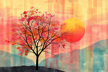 autumn background with tree