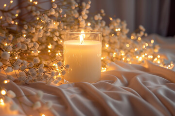christmas candle and decorations