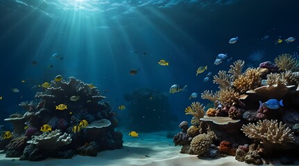 Fototapeta na wymiar Ocean coral reef underwater. Sea world under water background. Beautiful view of sea life.generative.ai