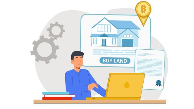 Man Exploring Real Estate and Bitcoin Investment Online