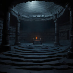 ancient cave in underground caverns in the world of despair and darkness
