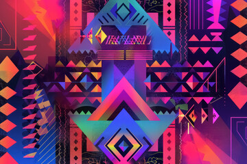 colorful abstract tribal pattern with geometric shapes and gradients